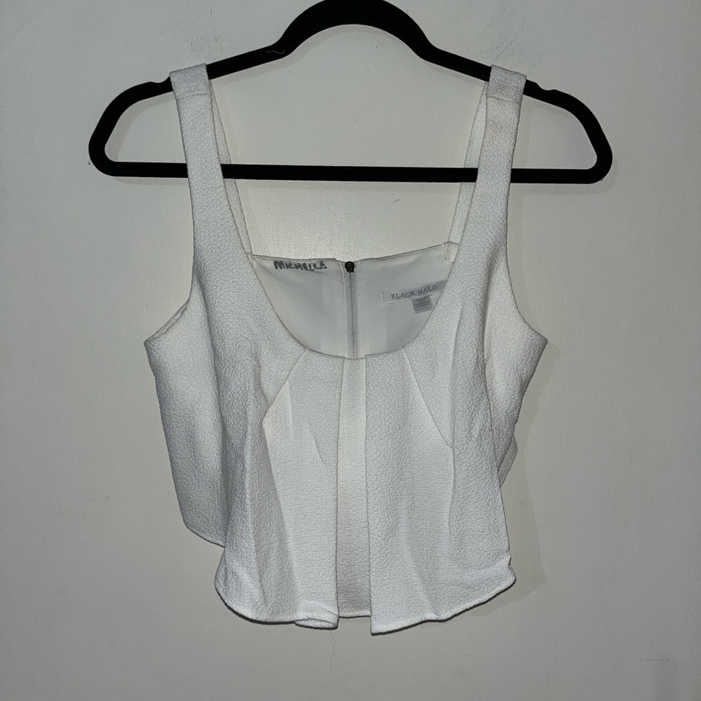 Black Halo White Textured Crop Top - Picture 3 of 5